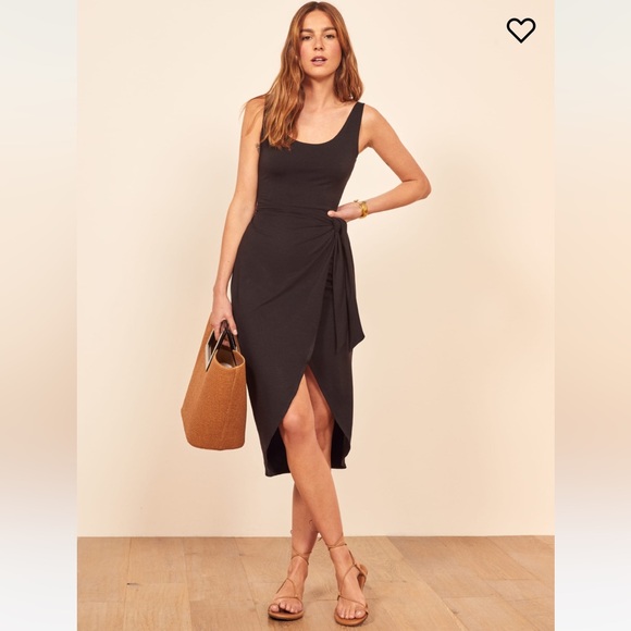 Reformation Black stretch-Jersey midi ‘Kaila’ Dress - Picture 1 of 5